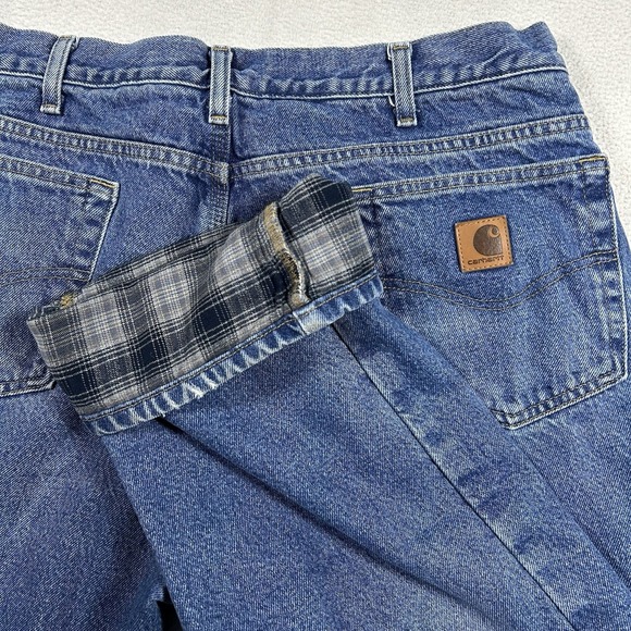 Carhartt Other - Carhartt Relaxed Fit Flannel Lined Denim Jeans Mens 36x30 Blue Work B172 DST